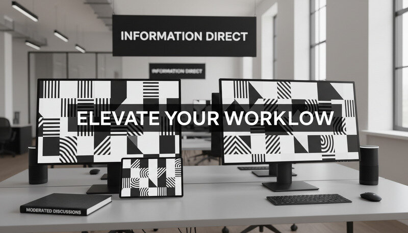 Collection of professional Windows 11 themes displayed on multiple monitors in a modern office setting