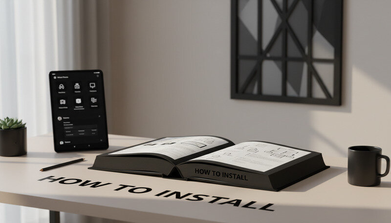 Windows desktop showing various theme customization options and settings panel