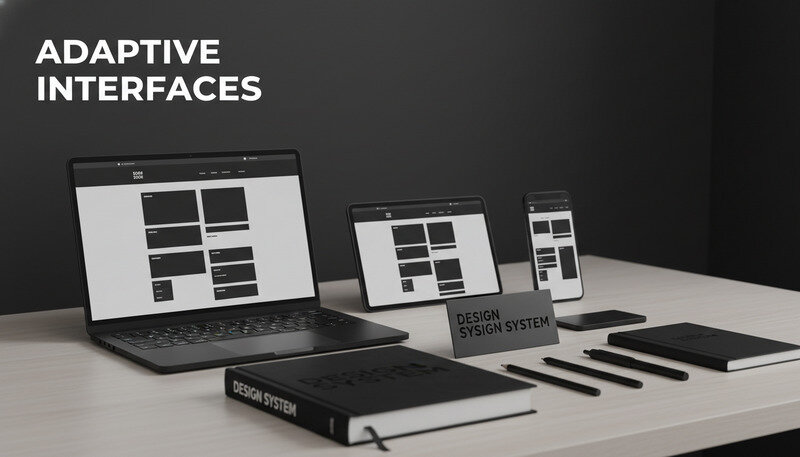 Split screen showing the same website design adapting across desktop, tablet, and mobile devices