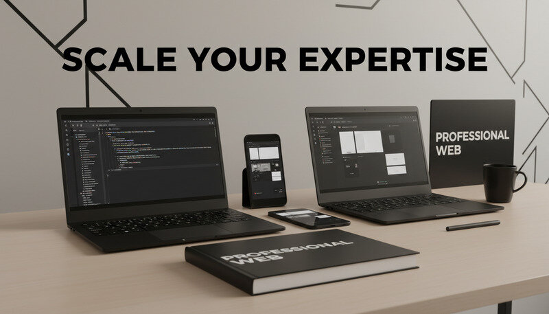 Split-screen comparison showing different web design company types with their service offerings and specializations