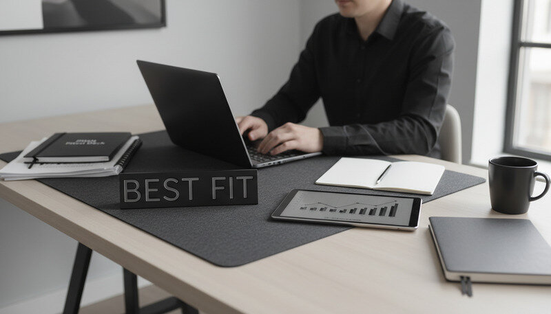 Professional freelancer working on web design in a home office setup