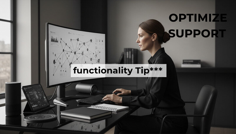 Customer service representative helping with website maintenance on computer