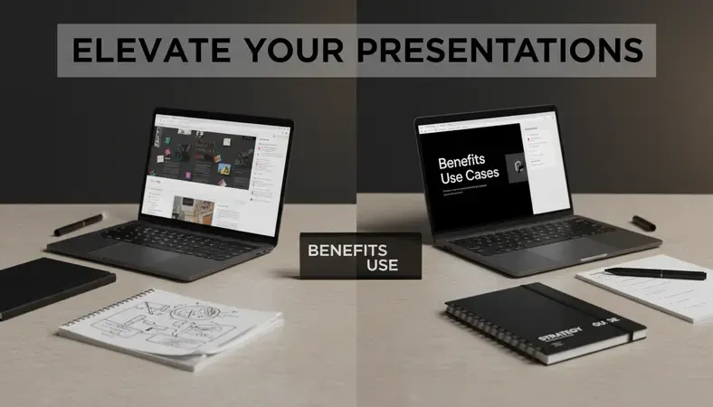 Split-screen comparison showing poor vs. good Google Slides background practices