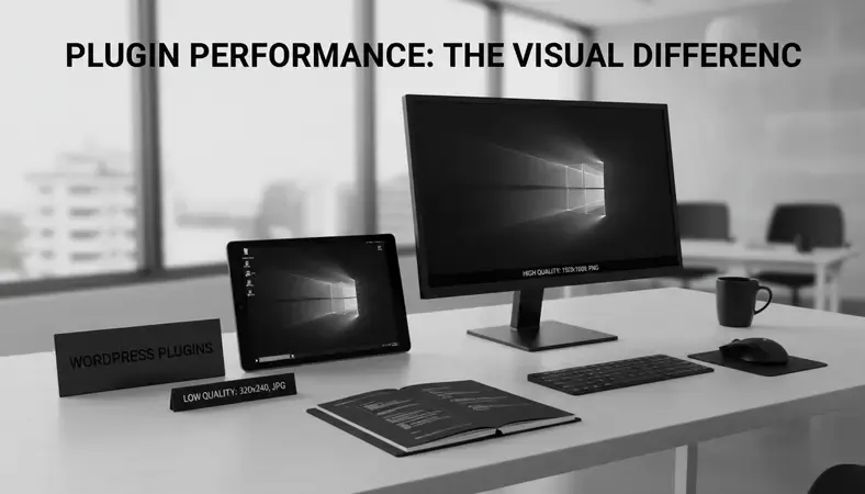 Side-by-side comparison showing high-quality vs low-quality Windows 7 wallpaper examples with technical specifications