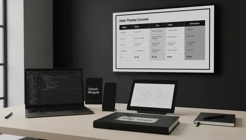 Professional pricing table displaying different Halo theme license options