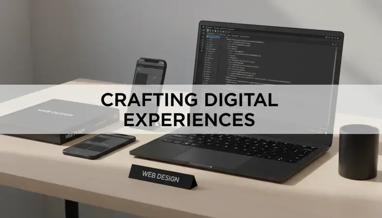 Modern workspace showing multiple web design platforms on computer screens