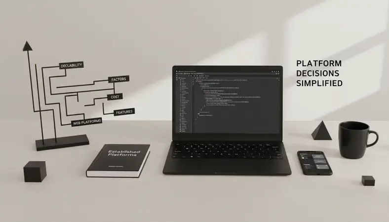 Flowchart showing decision factors for choosing web design platforms
