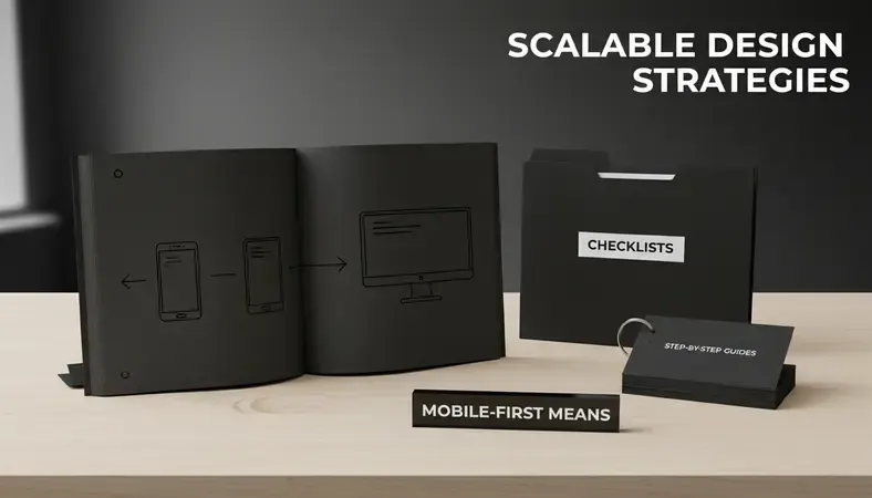 Illustration showing mobile-first design process expanding to larger screens