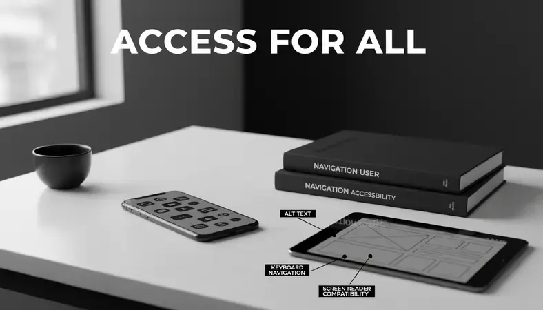 Website accessibility features including alt text, keyboard navigation, and screen reader compatibility
